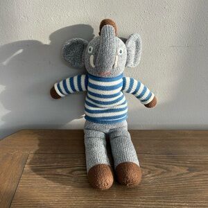 Blabla Elephant Plush Hand Knit Doll Riviera Striped Stuffed Elephant Animal 19"